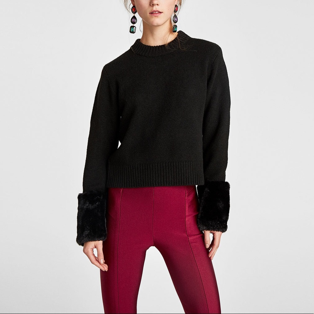 Zara Faux Fur Cuff Sweater